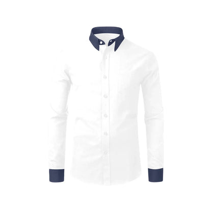 White Dress Shirt with Blue Collar and Cuffs | YVDdesign White Dress Shirt with Blue Collar and Cuffs | YVDdesign