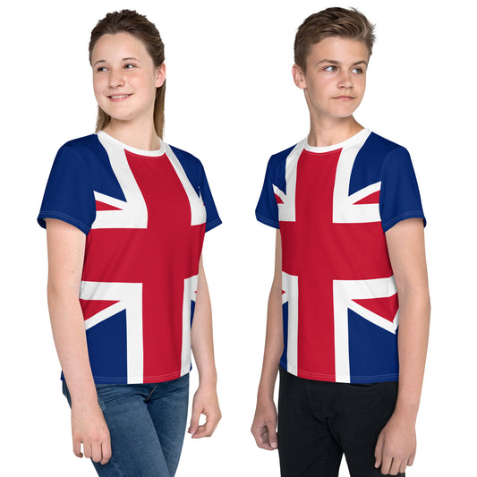 Camiseta de tallas juveniles con la bandera del Reino Unido