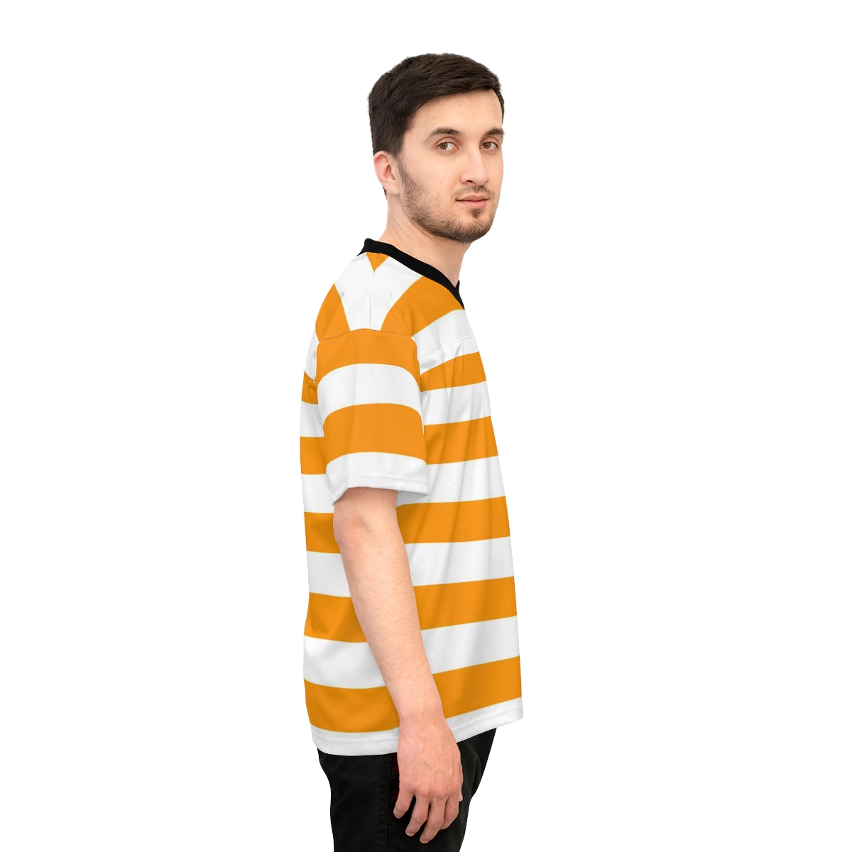 Printify Unisex Orange and White Striped Shirt XS - 4XL / Plus Size Orange Striped Tshirt 4XL