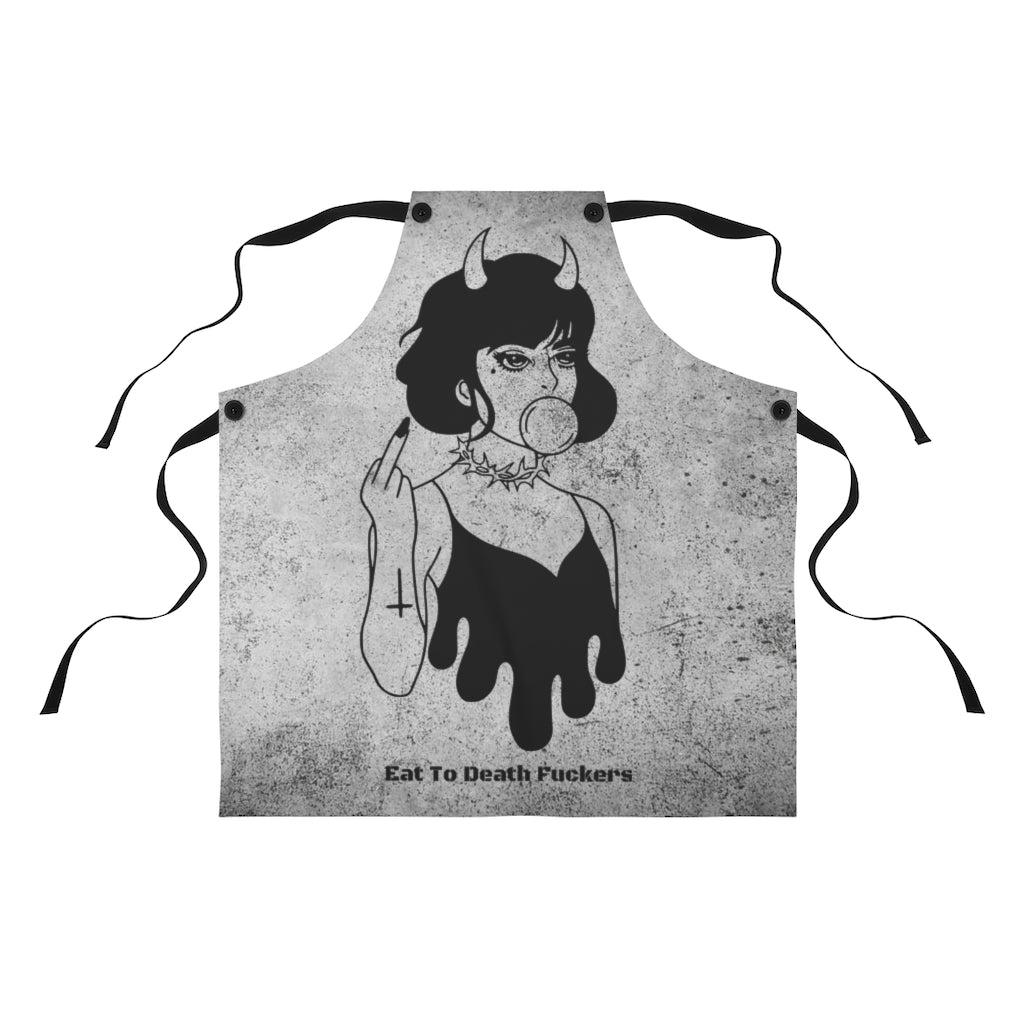 Goth Apron Eat To Death Fuckers / Middle Finger Apron / Goth Cooking Apron - YVDdesign