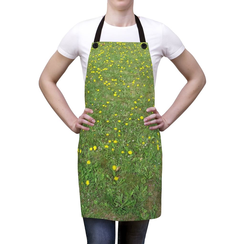 Original Kitchen Apron / Grass Print With Flowers In It / Nature Print Apron