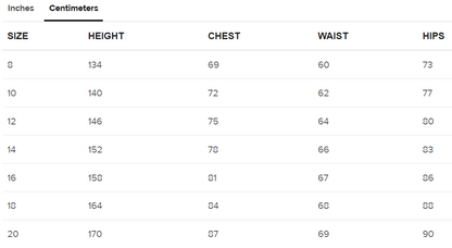 youth size chart