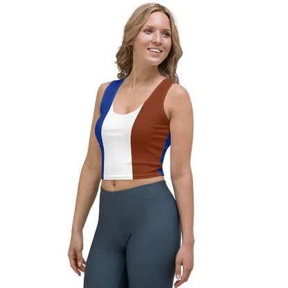 Bold tricolor women's crop top in blue white and red for Bastille Day