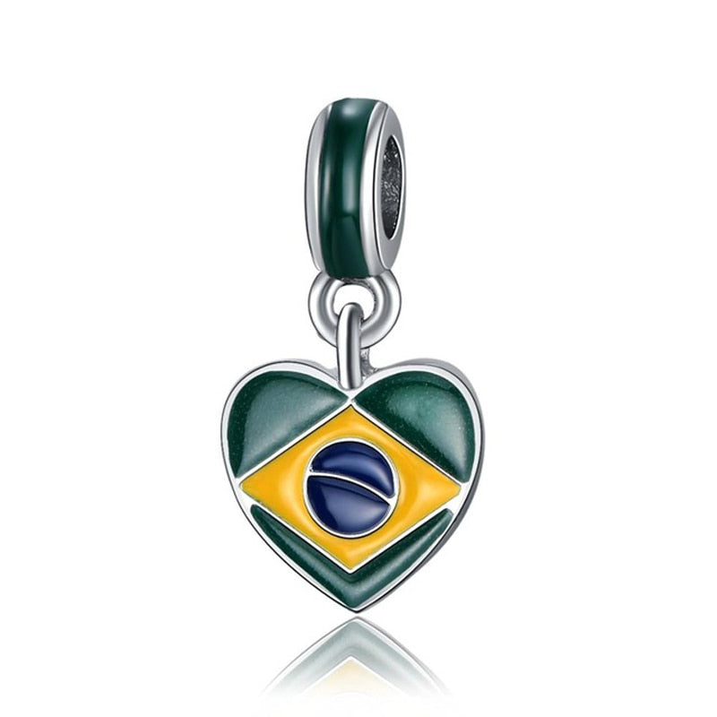 Flag Pendant / Brazillian Jewelry / Heart Shape Pendant