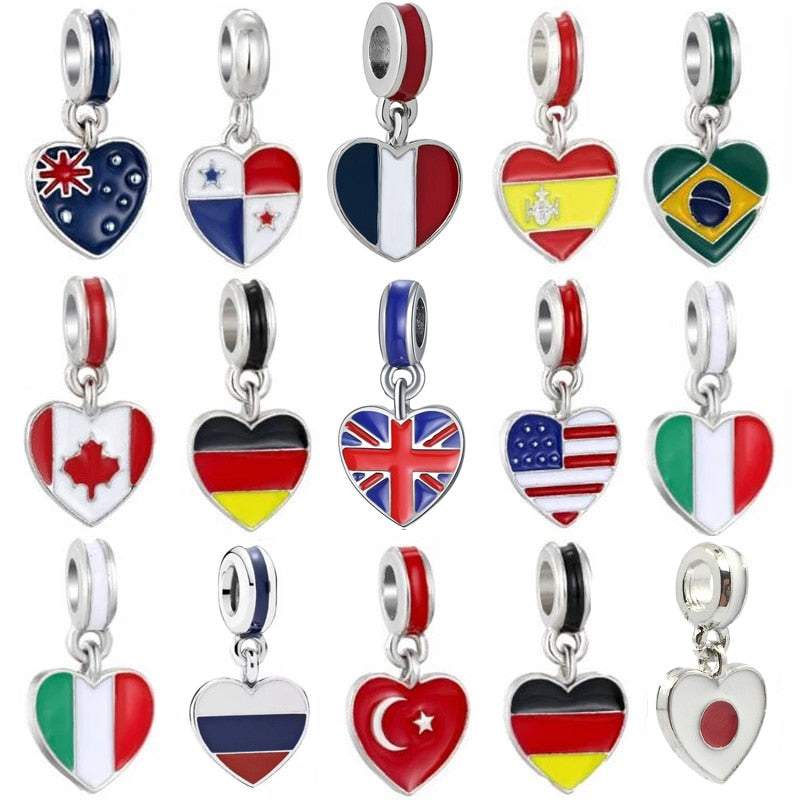 Country Flag Pendant / Country Jewelry / Heart Shaped Jewelry