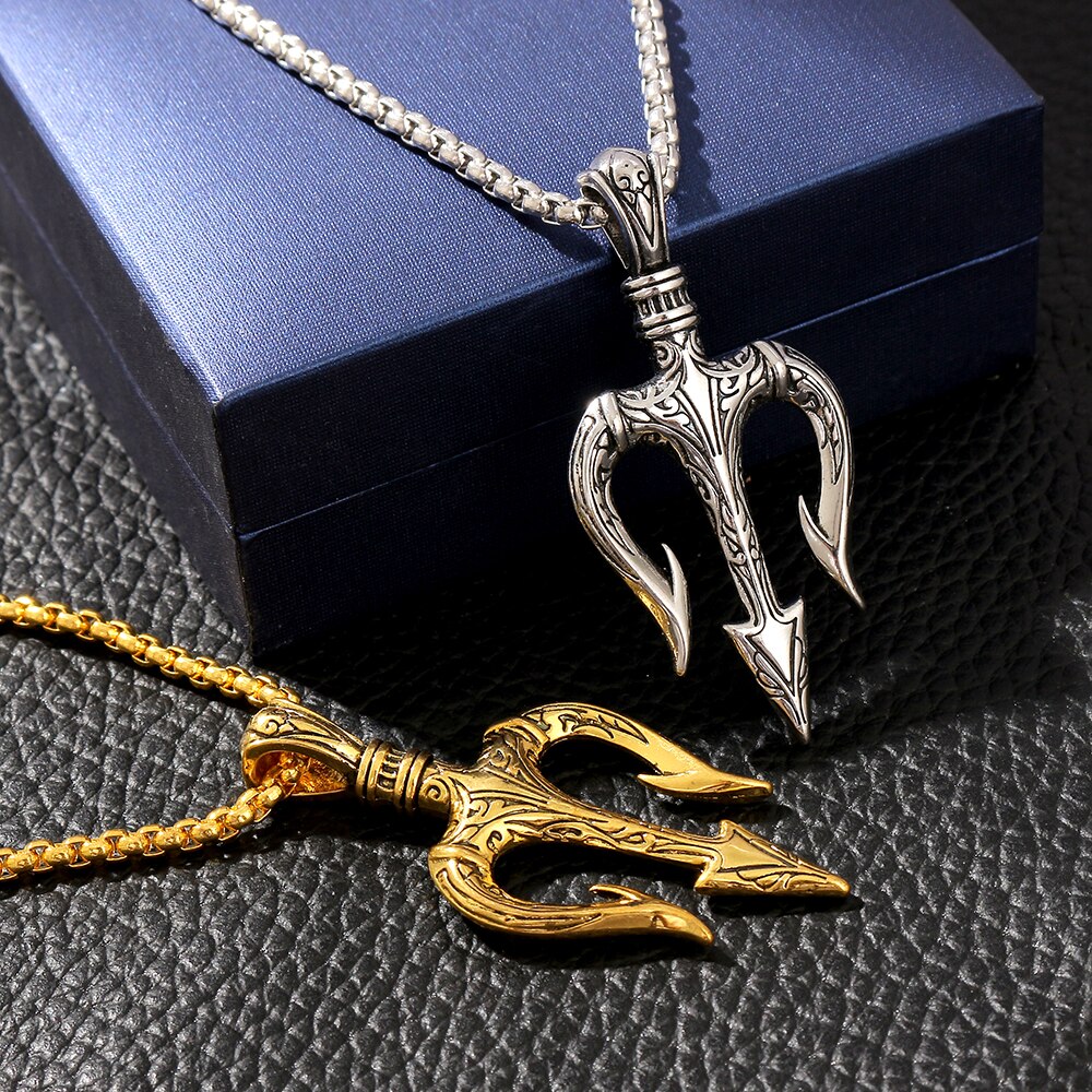 Trident Pendant Gold Color or Silver Color Jewelry