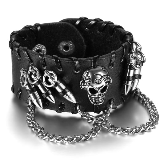 Totenkopf Leder Goth Armband / Rock Armband / Punk Armband