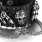 Skull Leather Goth Bracelet / Rock Bracelet / Punk Bracelet