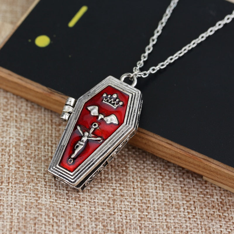 Pendant Necklace with Red Coffin 