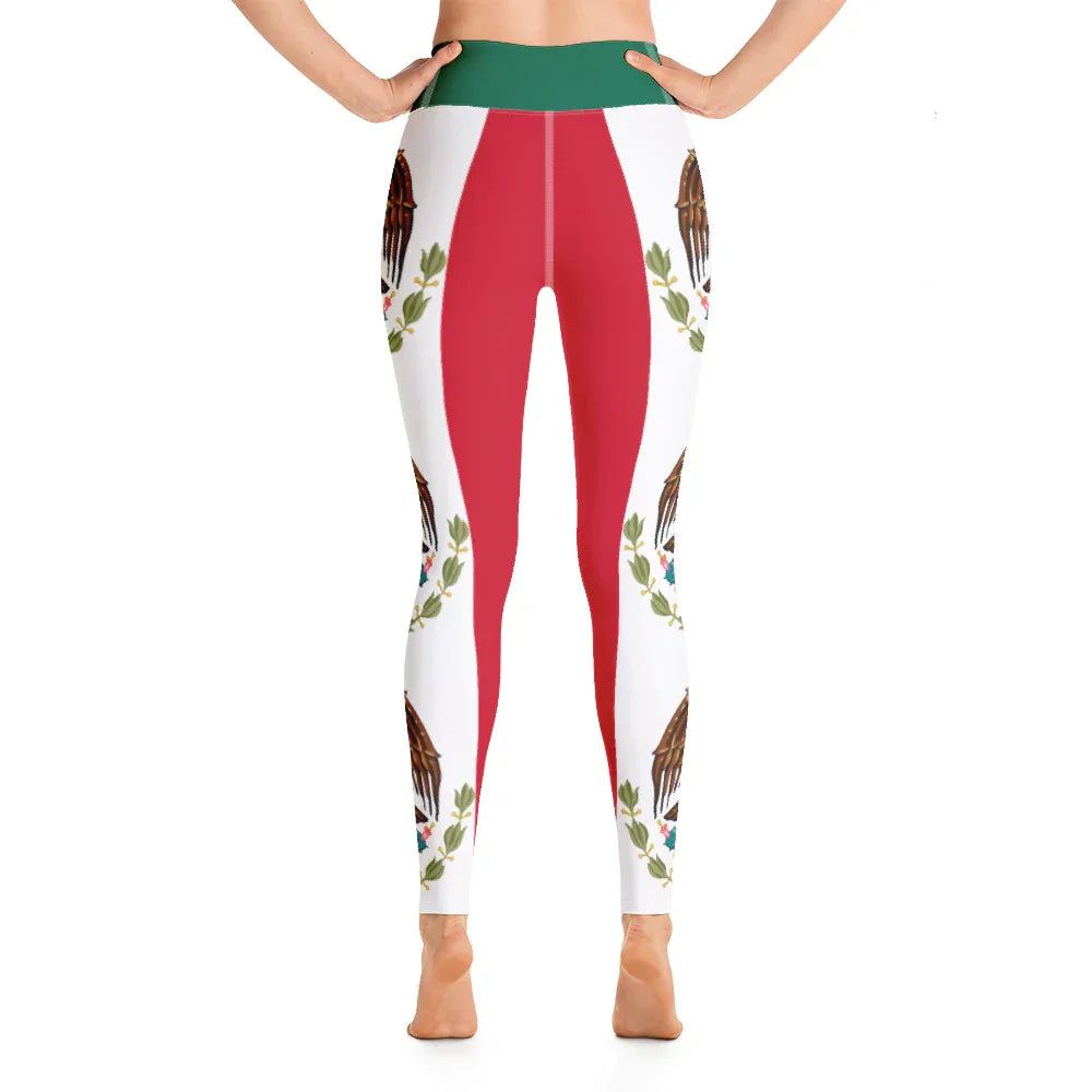Mexican flag yoga leggings, back view
