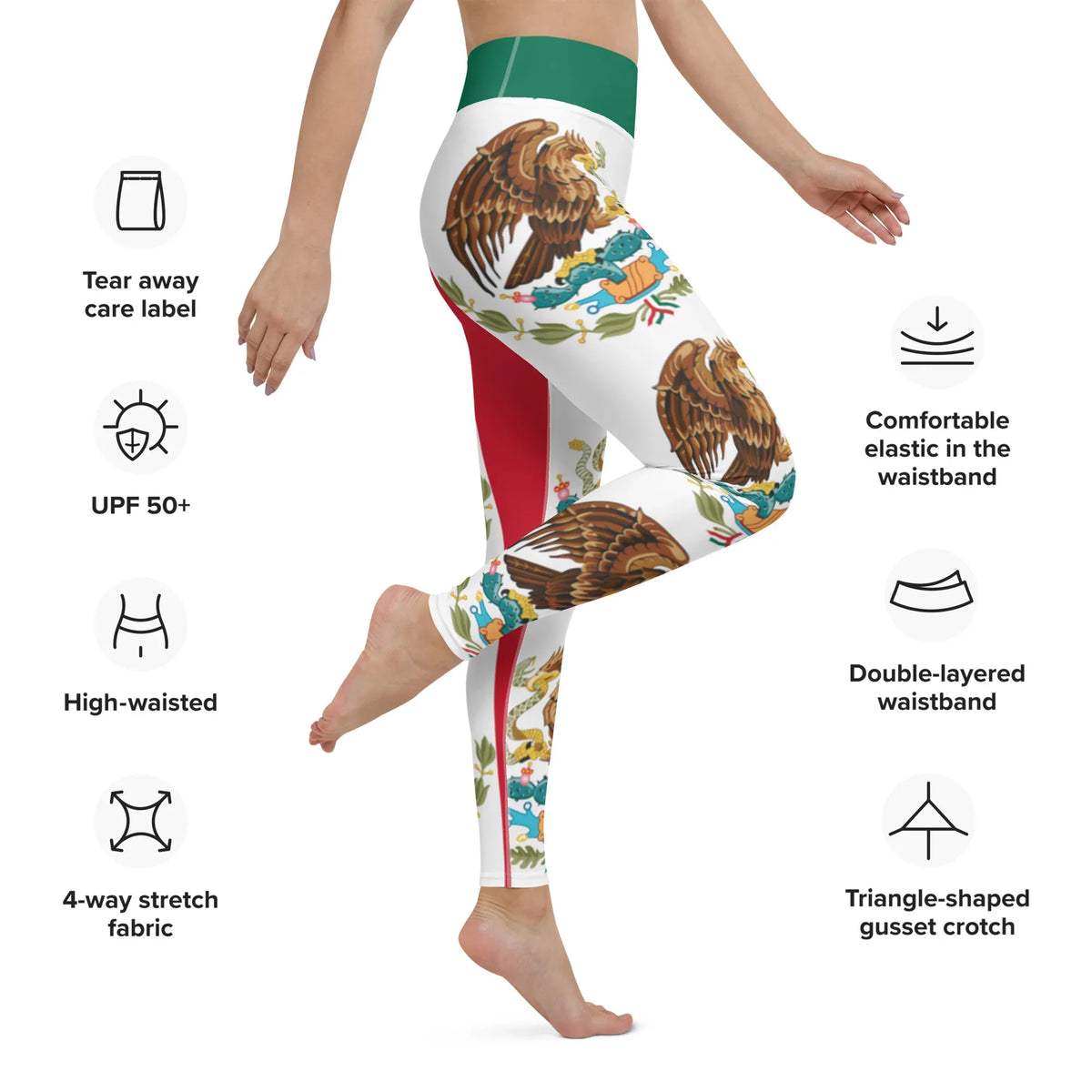 Mexico inspired athletic leggings with patriotic print