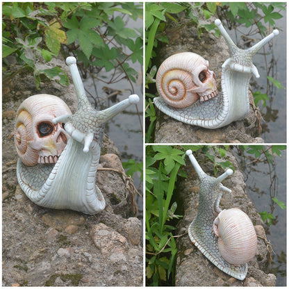 White Snail Sculpture / Skull Sculpture / Snail Garden Statues / Gothic Decoration