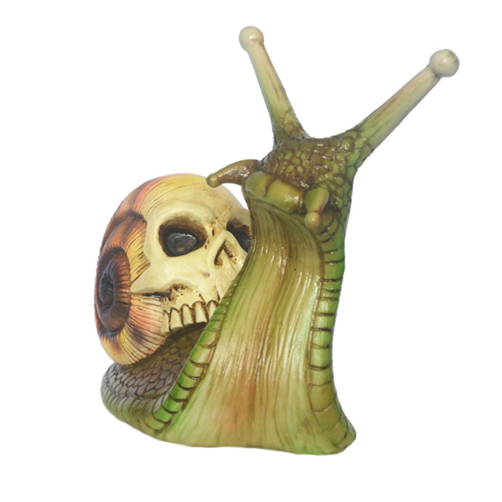 Green Snail Sculpture / Skull Sculpture / Snail Garden Statues / Gothic Decoration