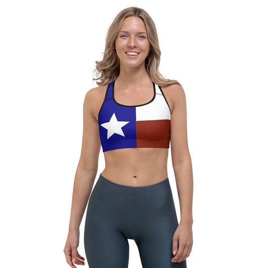 Texas flag sports bra for women with patriotic design