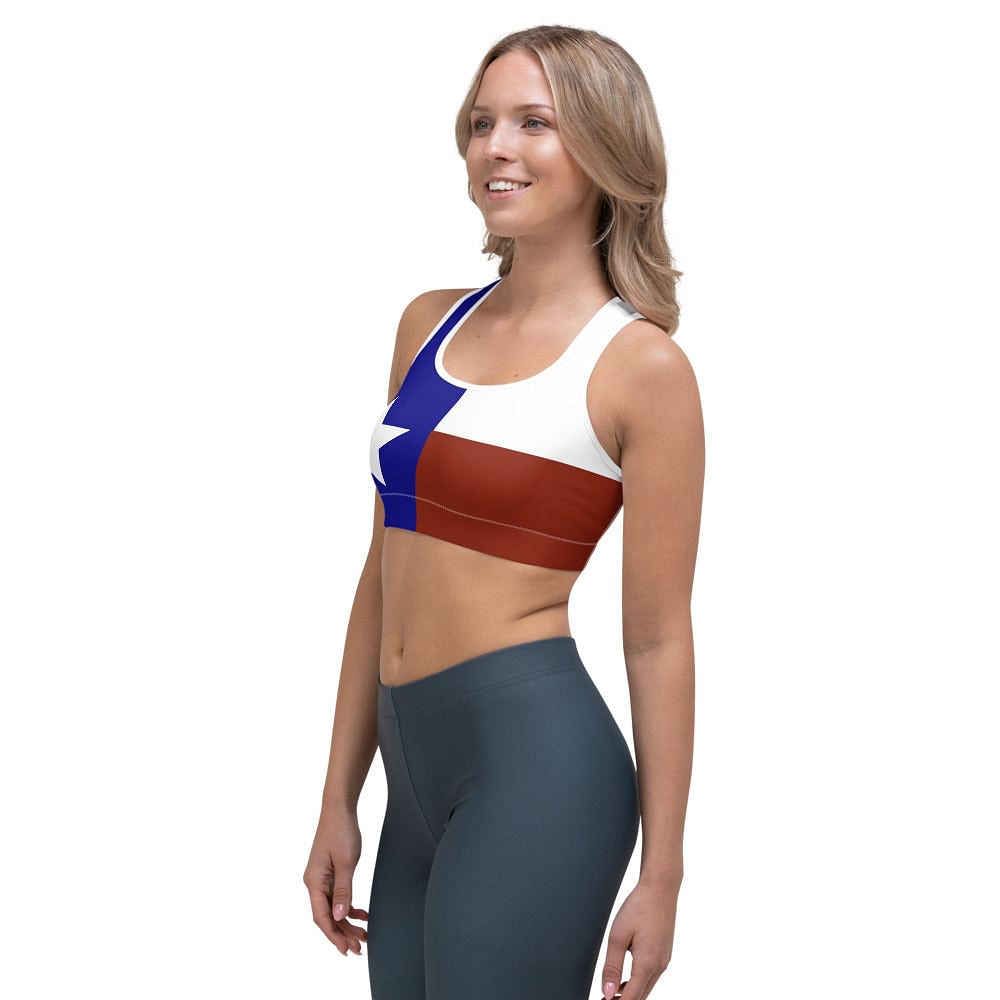 Women wearing Texas flag sports bra athletic wear