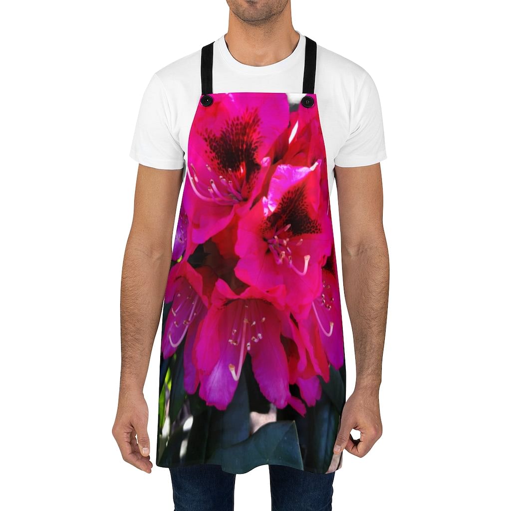 Floral Kitchen Apron With Red Azalea print /  Durable Strong Kitchen Apron