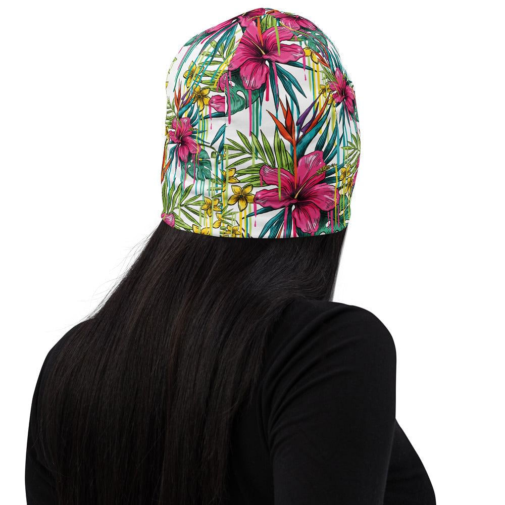 Floral Beanie / Double Layered / Polyester And Spandex