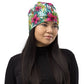 Floral Beanie / Double Layered / Polyester And Spandex
