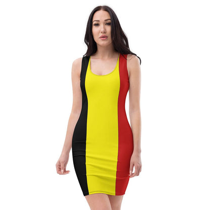 Fitted Dress / Above The Knee / Print Of The Belgian Flag