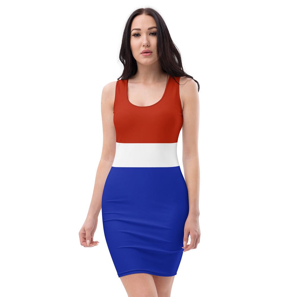 Striped Dress / Patriotic Dress / Netherlands Flag Color /  Tight Dress Without Sleeves