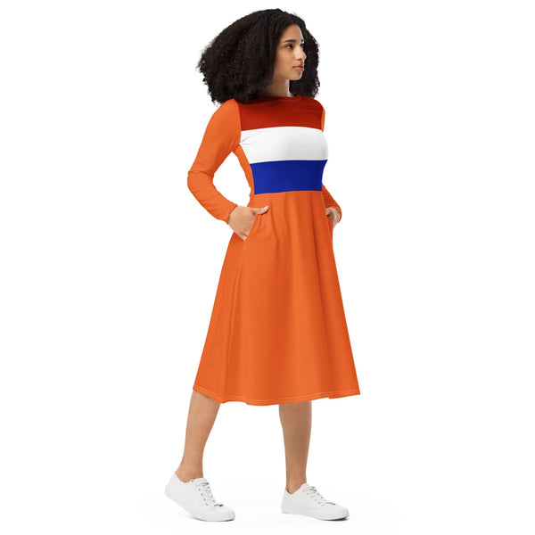 The Netherlands Dress With Pockets And Long Sleeves