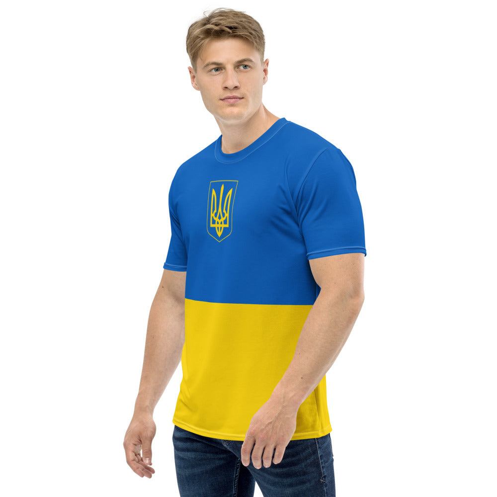 Ukraine Shirt With Colors Of The Ukrainian Flag And Coat Of Arms - YVDdesign