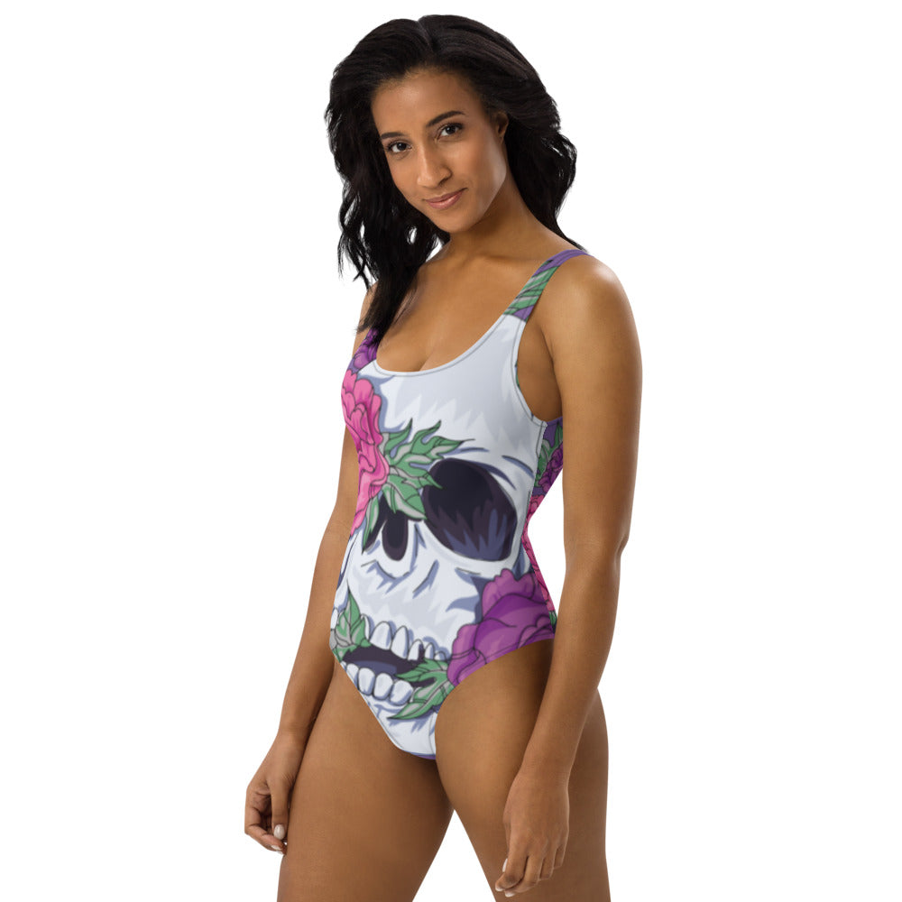 Pastel Soft Goth Outfit / Soft Goth One Piece Swimsuit / Skull Swimsuit - YVDdesign