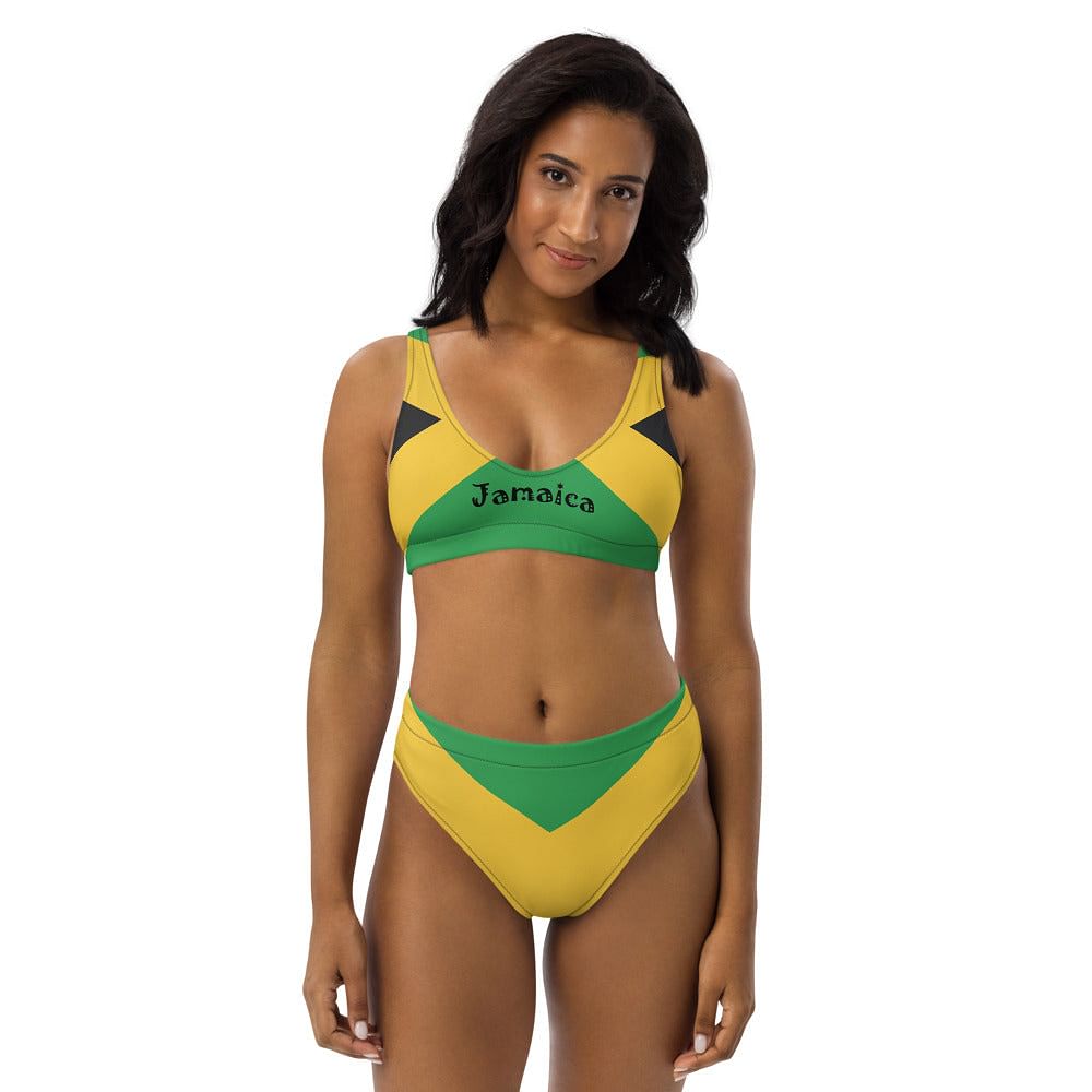 Jamaica flag bikini set / Recycled polyester / Jamaican Flag Color / Jamaican Flag Bathing Suit