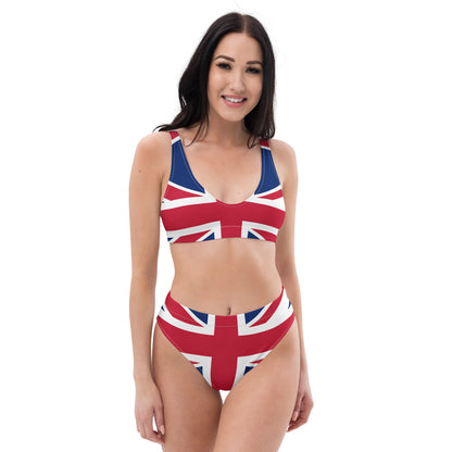 High Waisted Bikini Set / Union Jack - UK Flag - Recycled Polyester Two Piece Swimwear