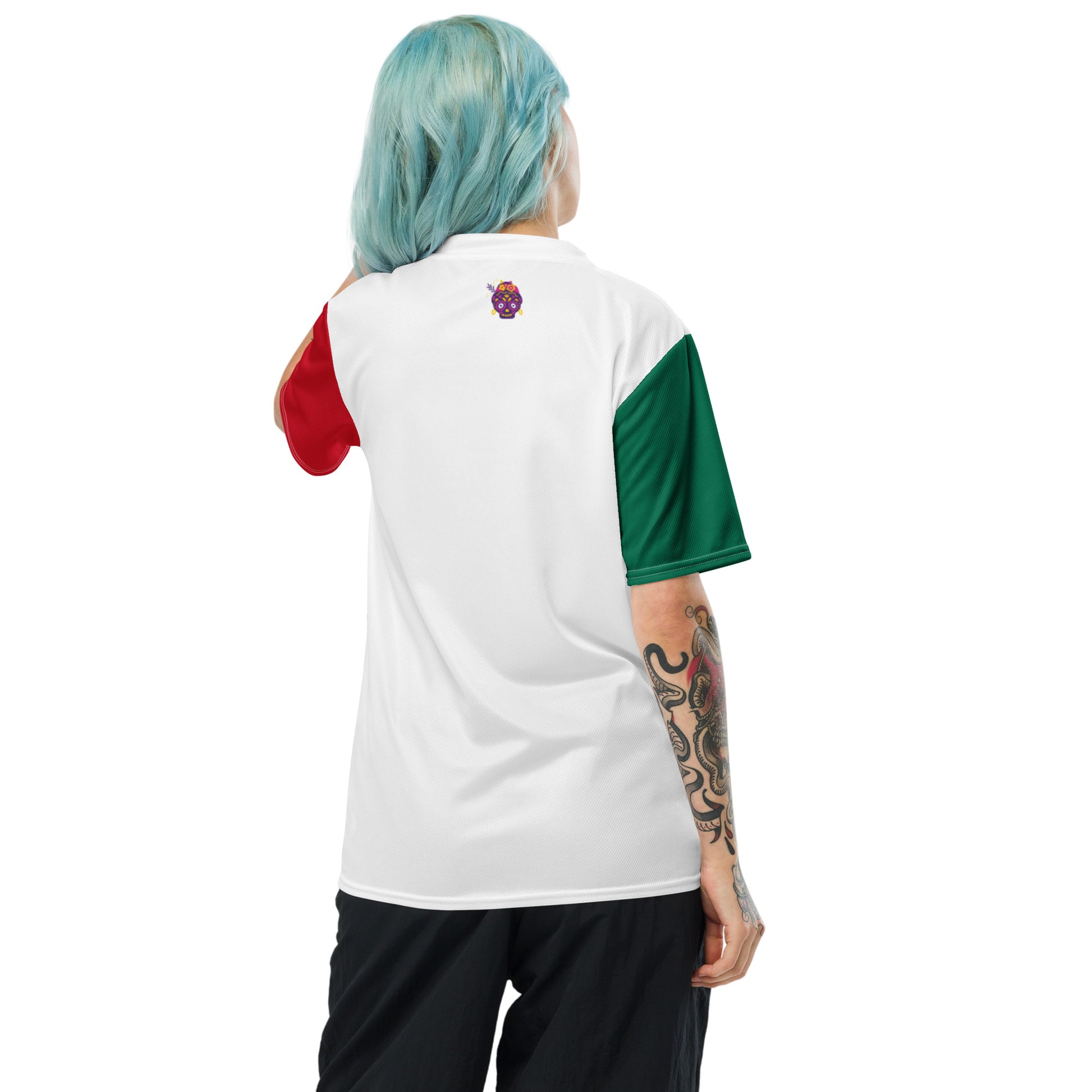 Back side Mexico Flag Recycled Polyester Unisex Sports Jersey Sizes 2XS - 6XL