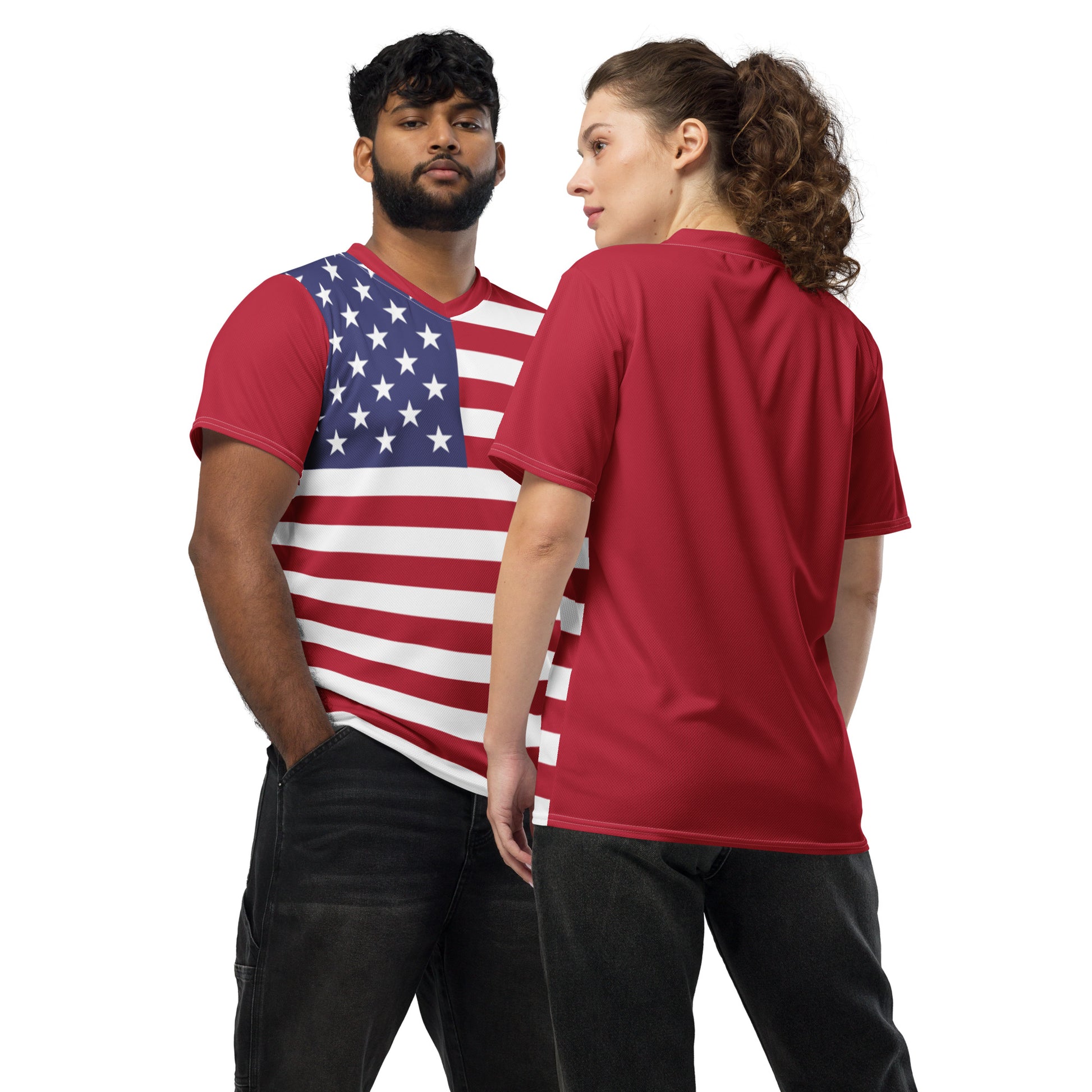 USA Flag Recycled Polyester Unisex Sports Jersey Sizes 2XS - 6XL
