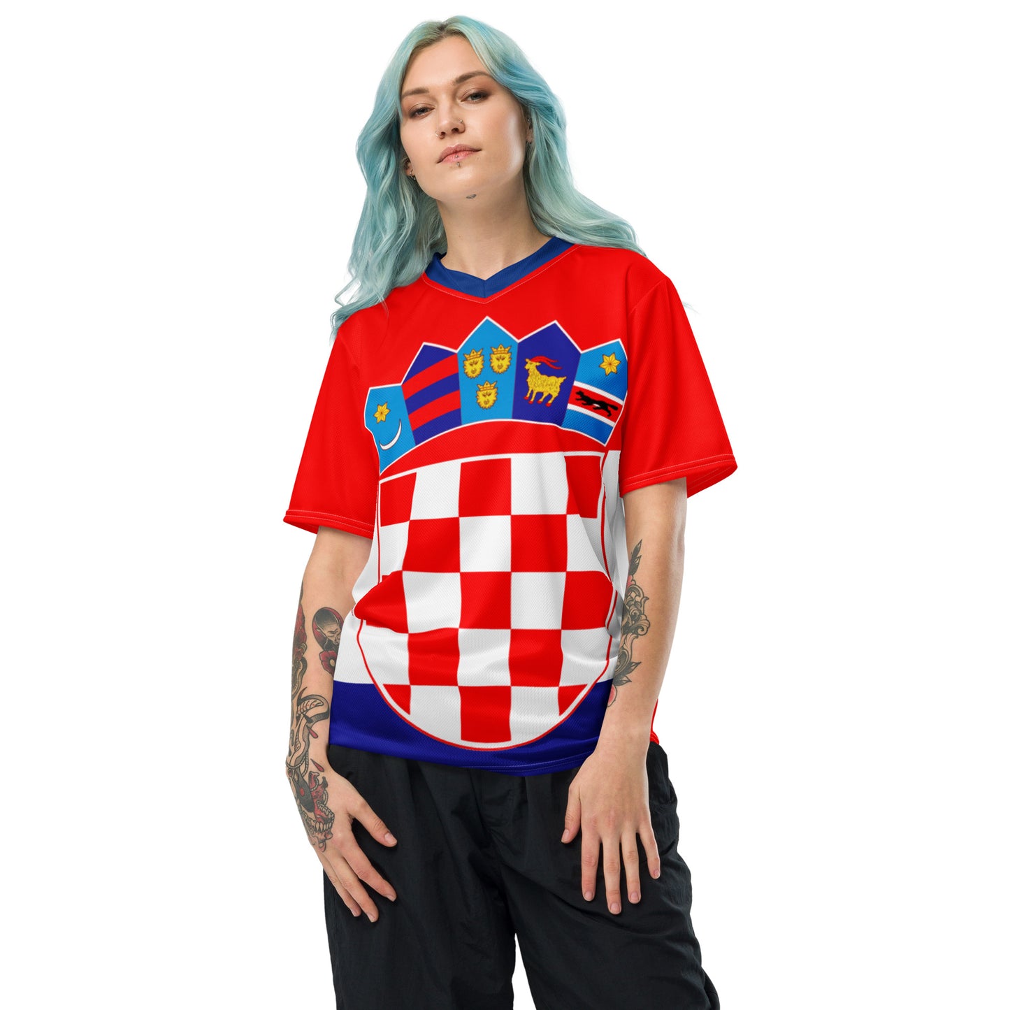 Croatia Flag Recycled Polyester Unisex Sports Jersey Sizes 2XS - 6XL Front