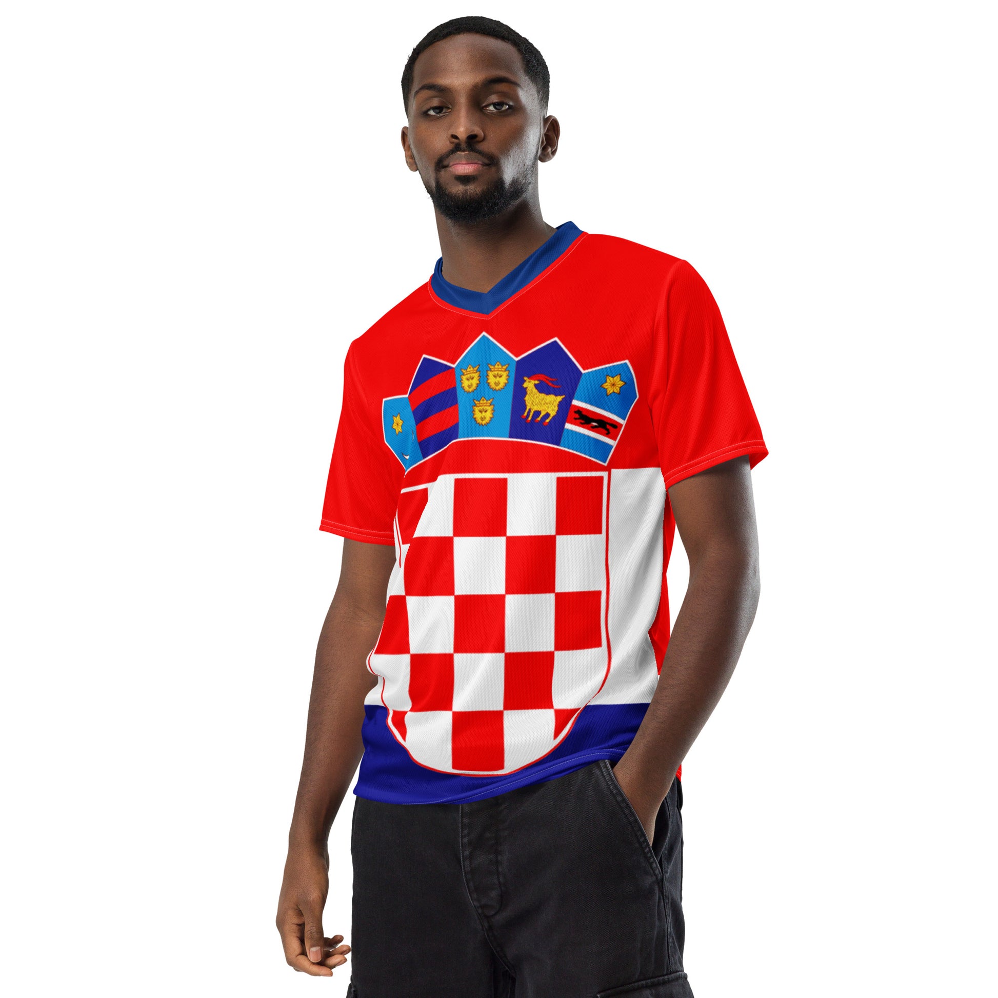 Croatia Flag Recycled Polyester Unisex Sports Jersey Sizes 2XS - 6XL front