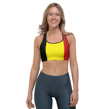 Sports Bra Belgium Colors / Belgium Flag Colors / Striped Sports Bra