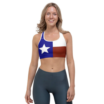 Texas Flag Sports Bra / Stretch Sport Bra / Patriotism For Texas lovers