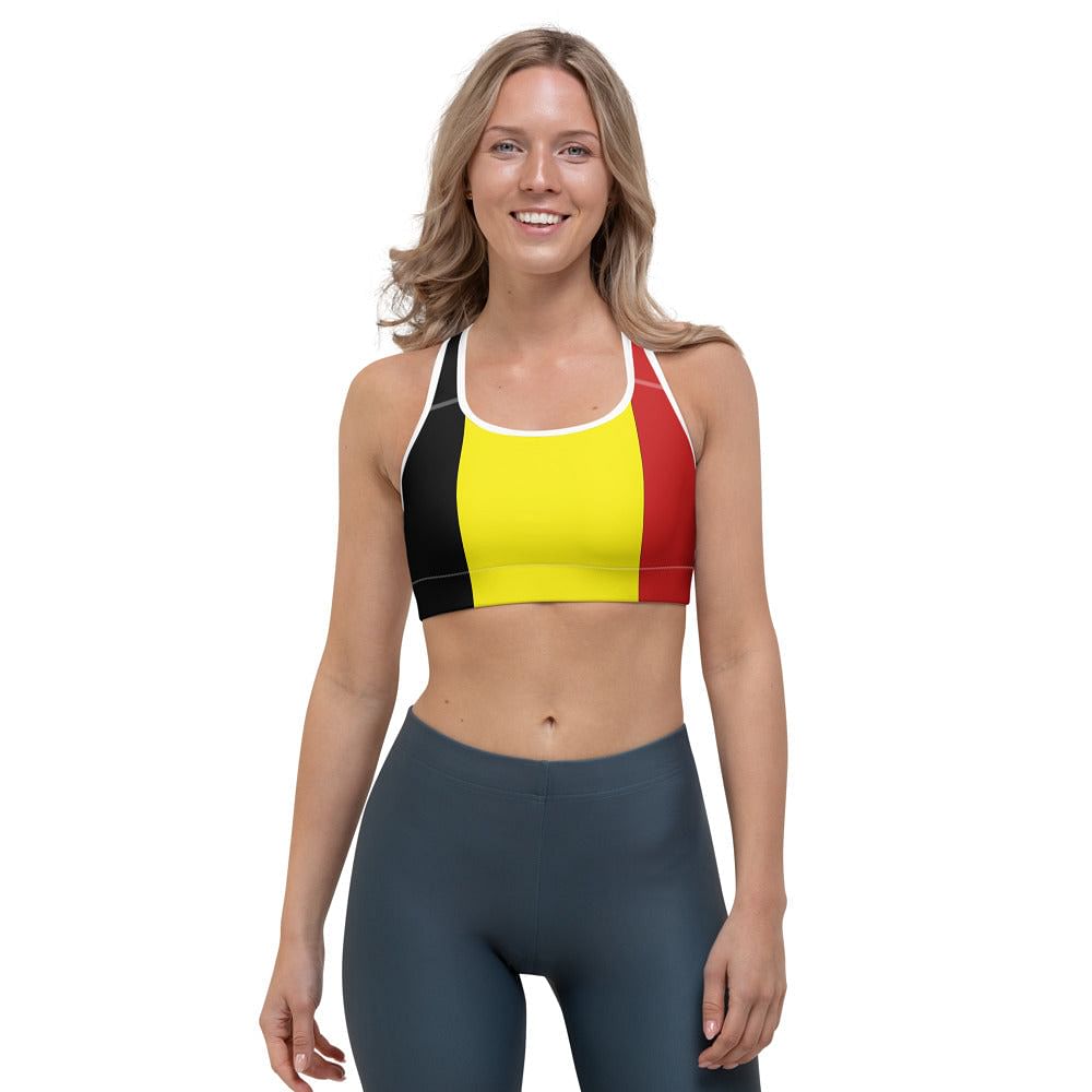 Sports Bra Belgium Colors / Belgium Flag Colors / Striped Sports Bra