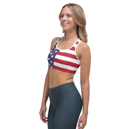 USA Flag Sports Bra For America Lovers