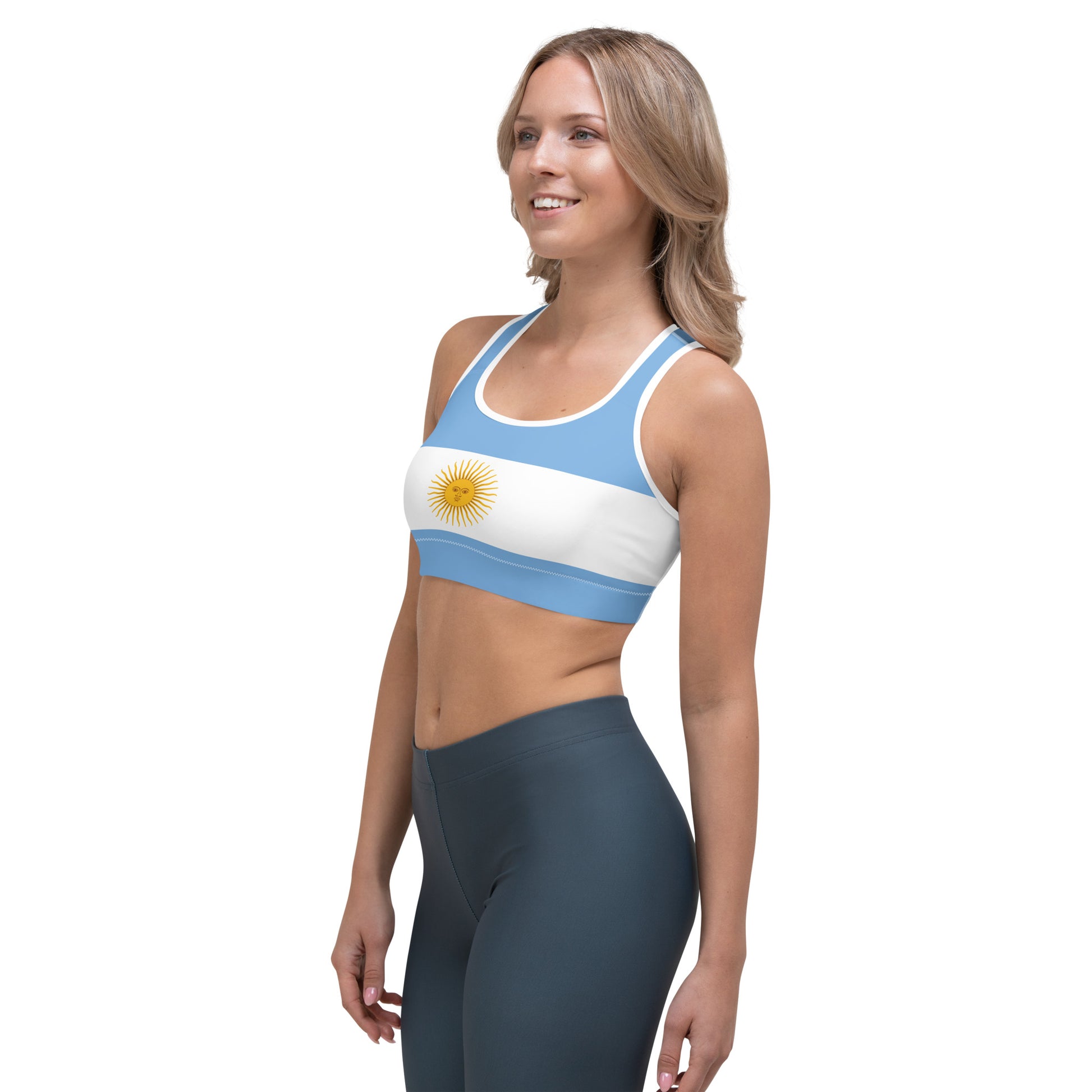 Sports Bra With Argentina Flag Colors