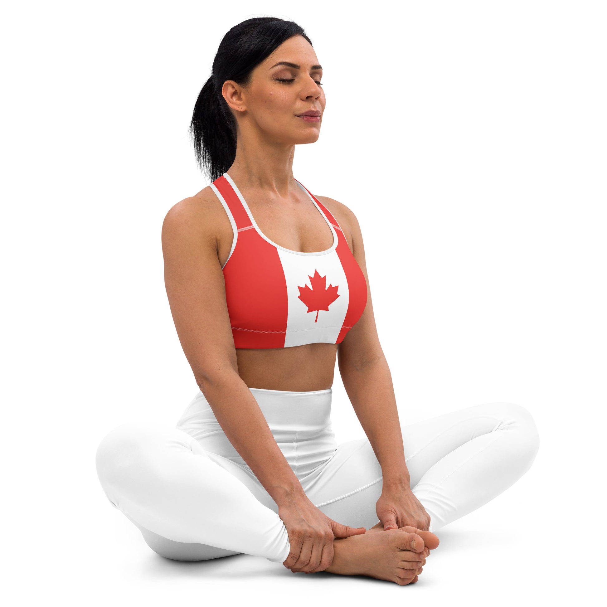 Canadian Canada Flag Maple Leaf Women Racerback Sport Bra for Yoga