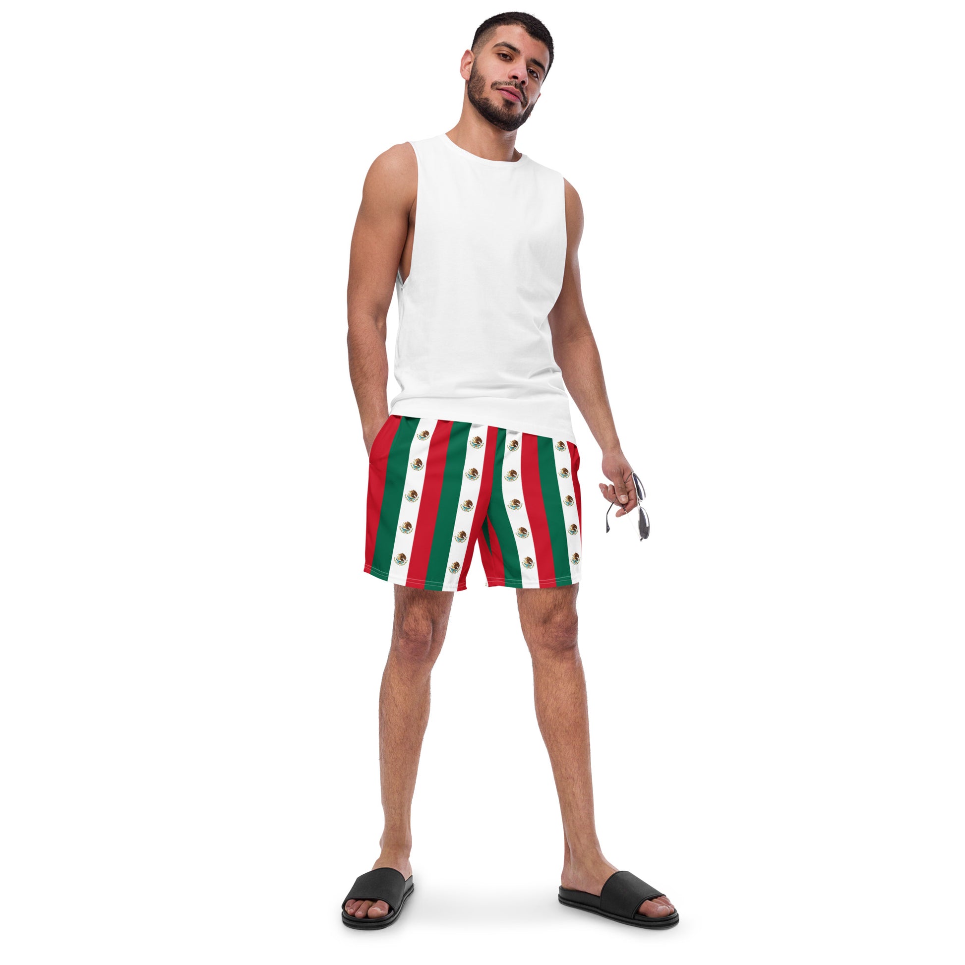 Mexican Flag Swim Trunks / Men's Swim Trunks / Colors of the Mexican flag / Recycled polyester - YVDdesign