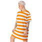 Orange White Striped Oversized T-Shirt Dress 2XS - 6XL / Plus Size Clothing