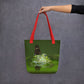 Frog Print Tote Bag / Green Bag With Amphibian Print