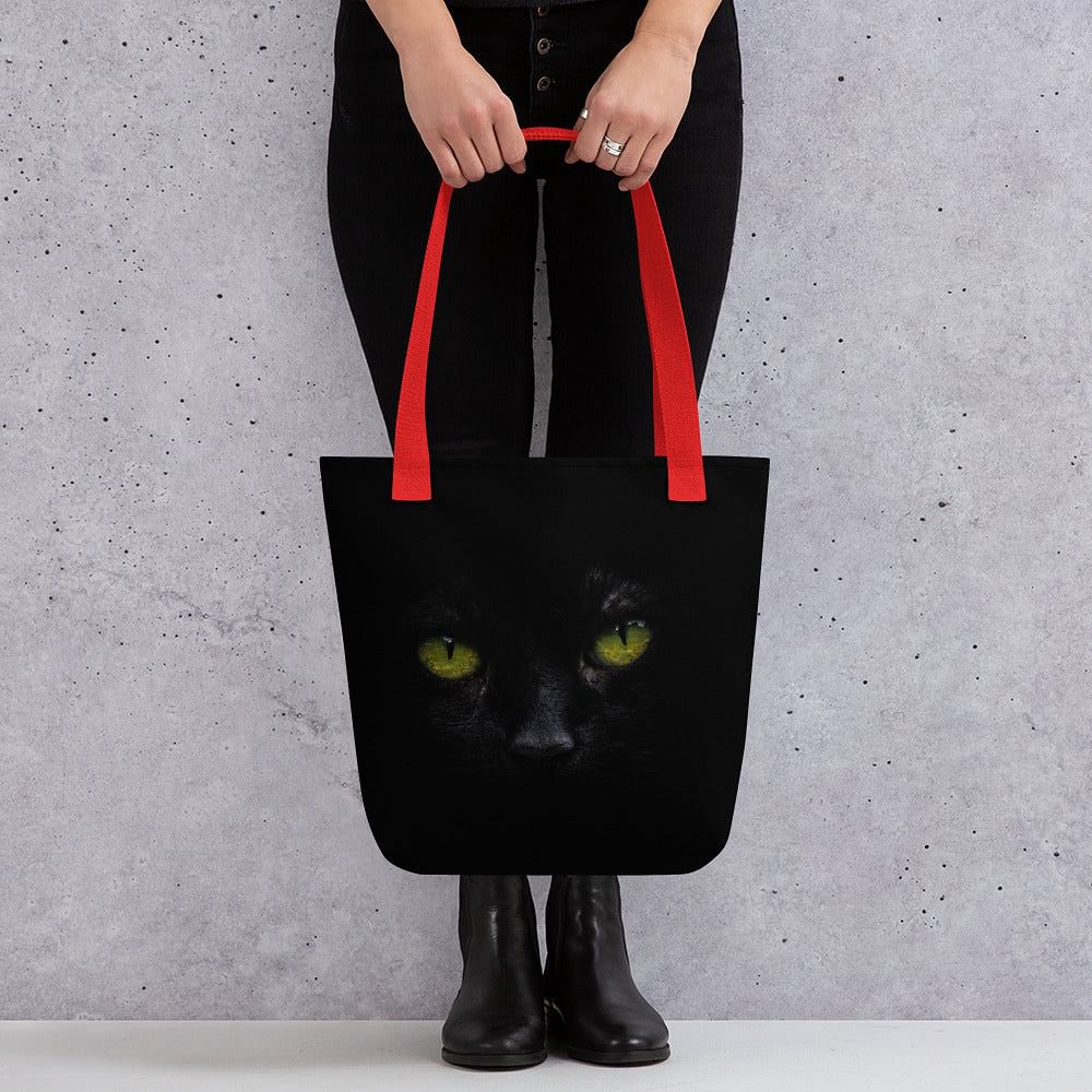 Black Carrier Bag / Photo Of Black Cat / Shoulder Bag / Made of natural cotton