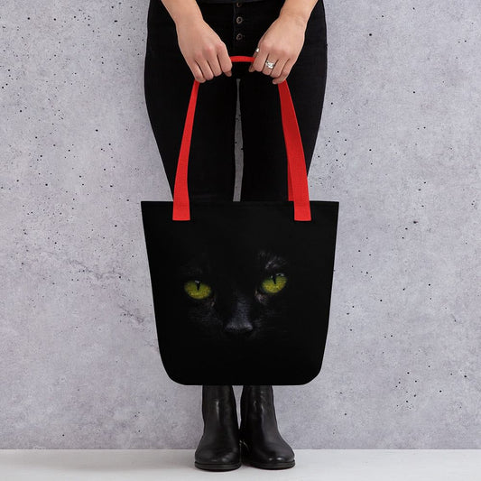 Black Carrier Bag / Photo Of Black Cat / Shoulder Bag / Made of natural cotton