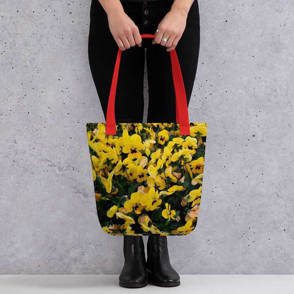 Shoulder Bag With Floral Print Of Yellow Violets