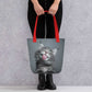Polyester tote bag with funny cat photo