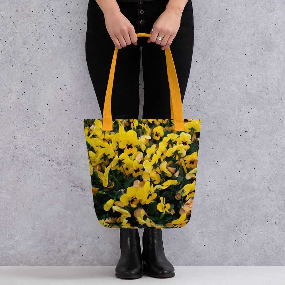Shoulder Bag With Floral Print Of Yellow Violets