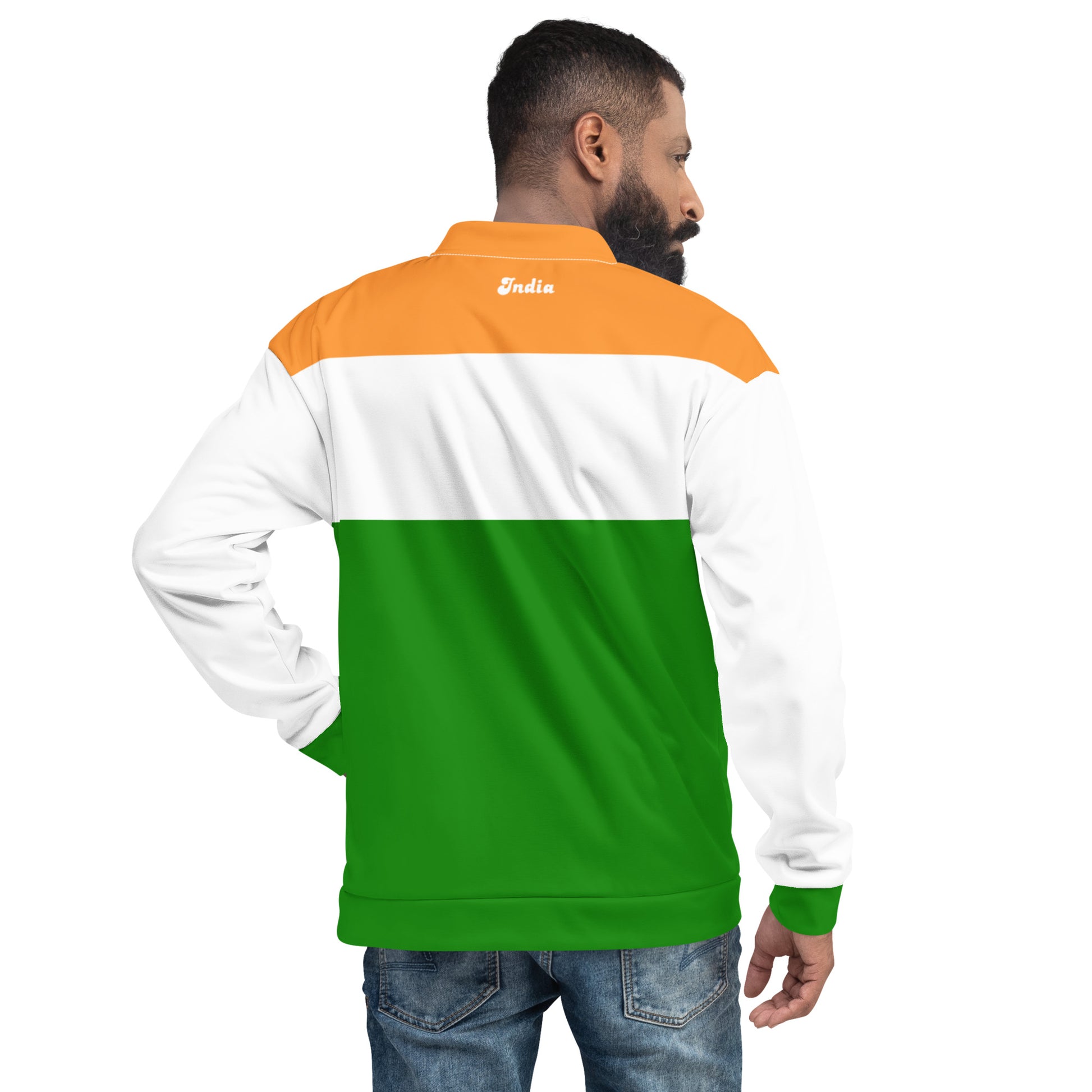 Indian Print Jacket / India Flag Colors Bomber Jacket For India Lover