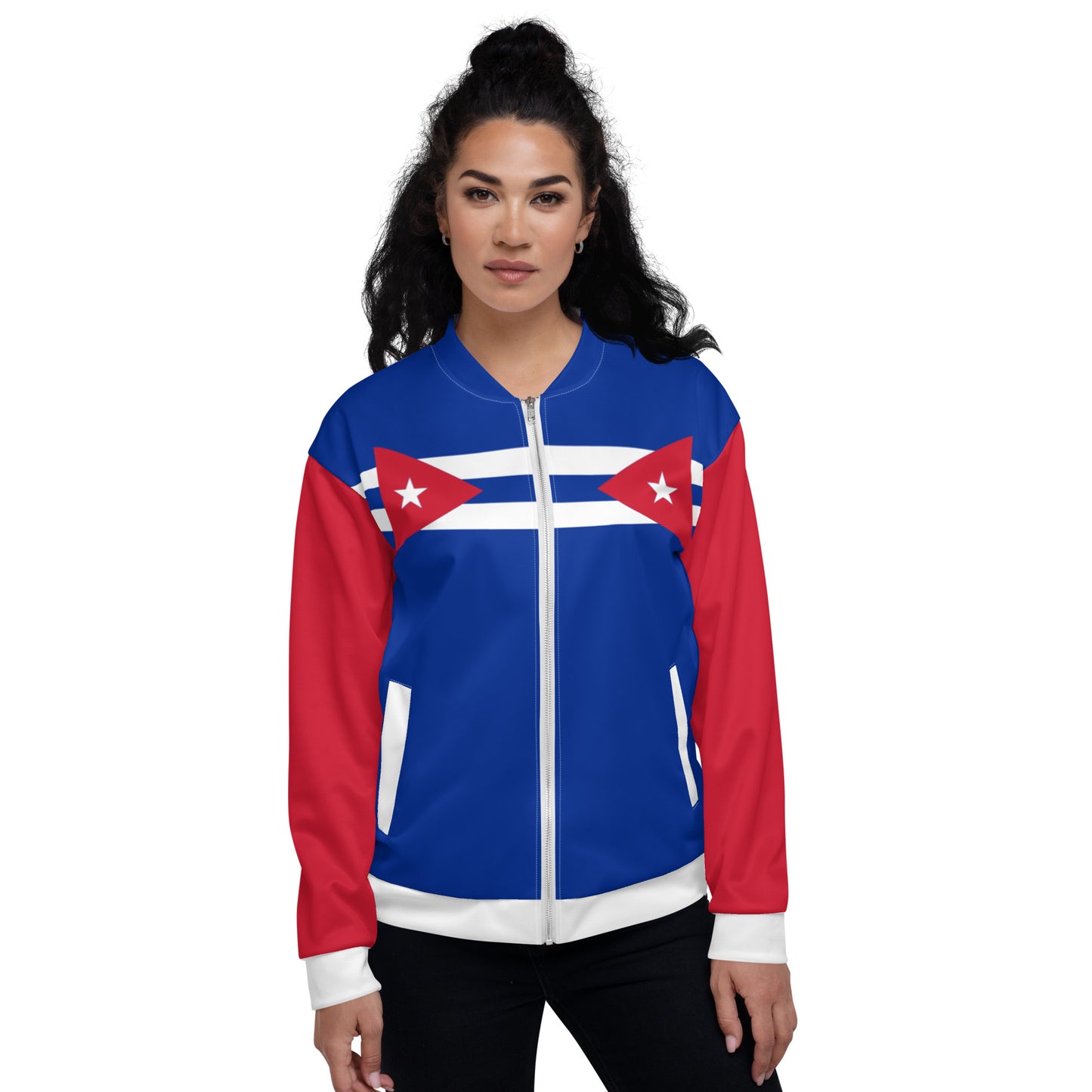 Cuban Flag Jacket / Blue Bomber Jacket / Cuban Style Clothing