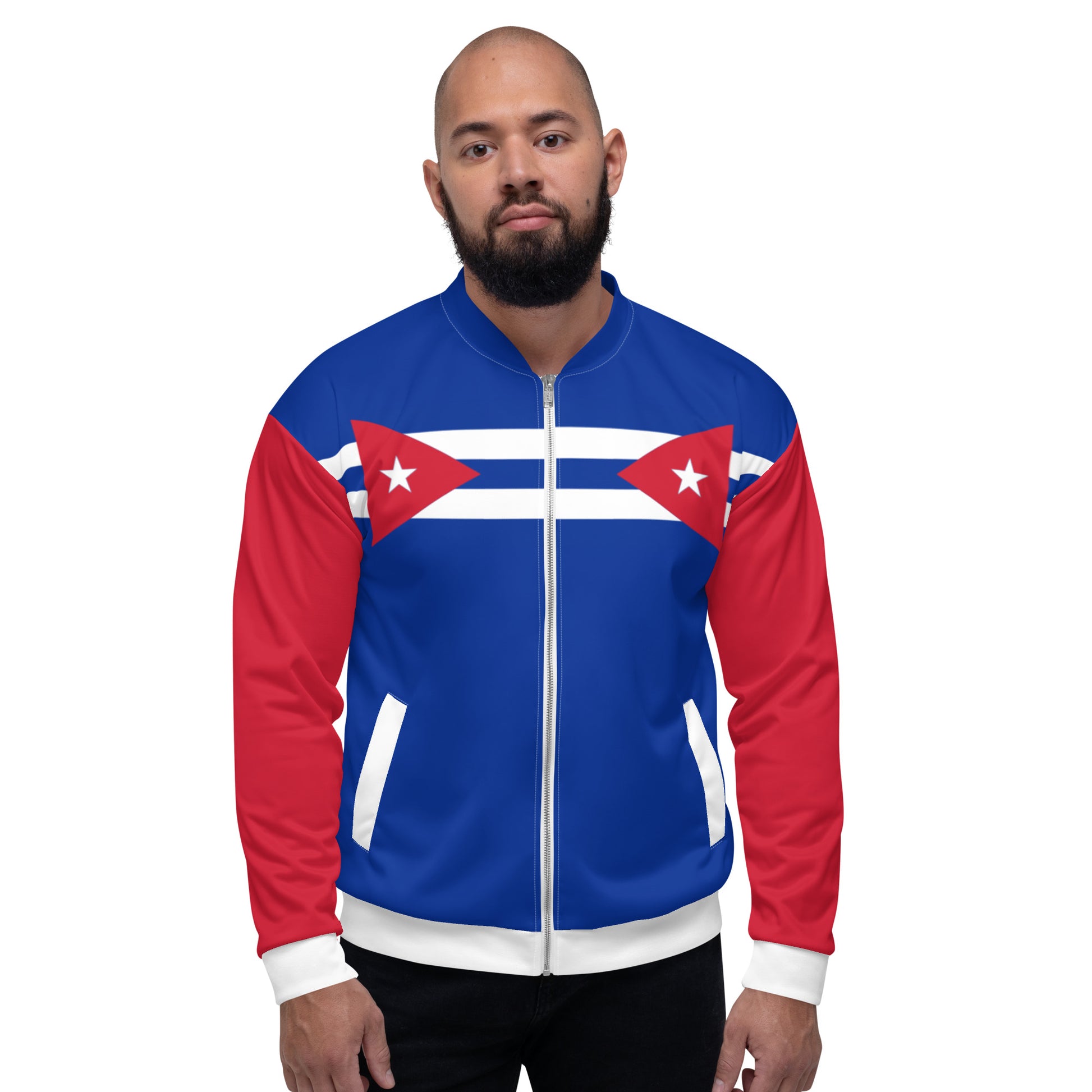 Cuban Flag Jacket / Blue Bomber Jacket / Cuban Style Clothing